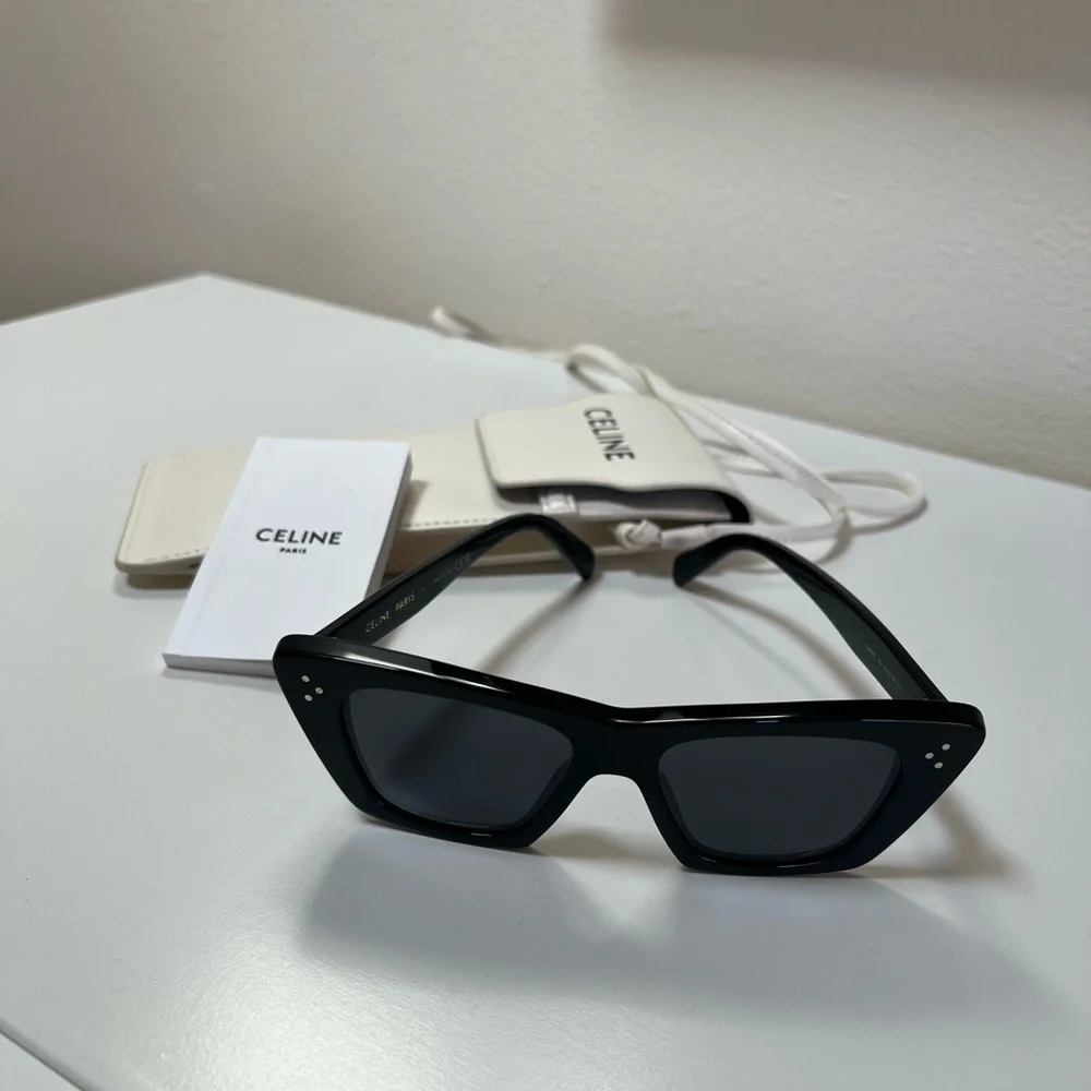 Celine Black Cat-Eye Sunglasses with Case - Picture 3 of 4